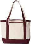 An image of a Custom Qtees 20L Small Deluxe Tote in Natural/Maroon!