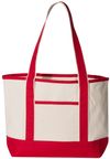 An image of a Custom Qtees 20L Small Deluxe Tote in Natural/Red!