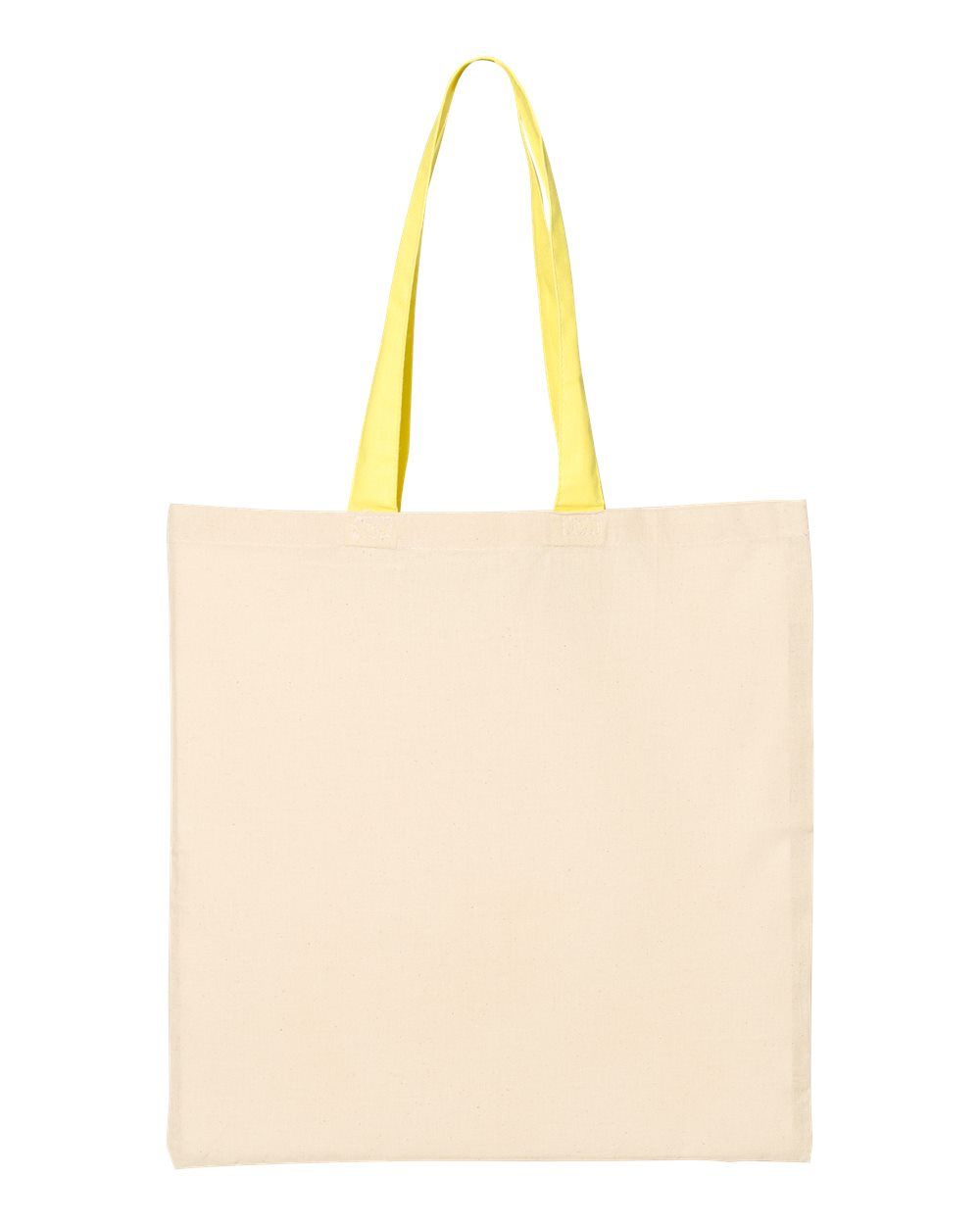 Qtees Economical Tote with Contrast Colour Handles in Natural/Yellow