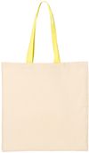 Am image of a Custom Qtees Economical Tote with Contrast Colour Handles in Natural/Yellow!