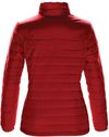 Am image of a Custom Stormtech Womens Nautilus Quilted Jacket in BRIGHT RED!