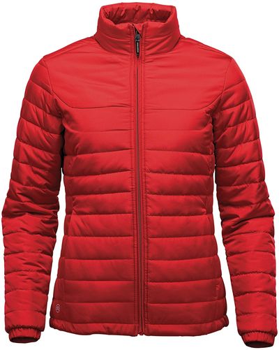 Am image of a Custom Stormtech Womens Nautilus Quilted Jacket in BRIGHT RED!