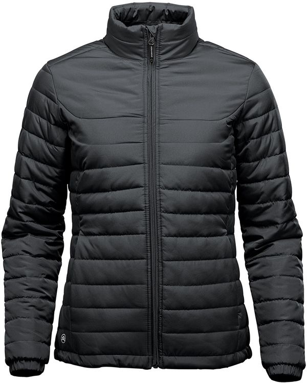 Am image of a Custom Stormtech Womens Nautilus Quilted Jacket in BLACK!