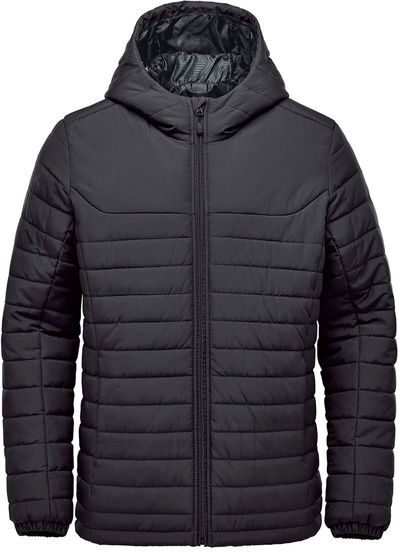 Am image of a Custom Stormtech Men's Nautilus Quilted Hoody in Black!