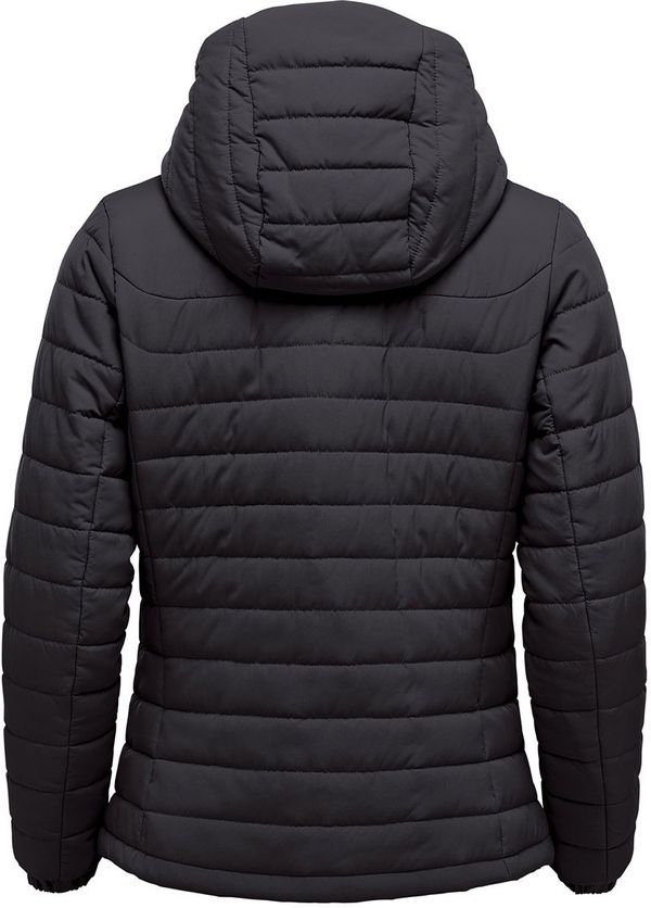 Am image of a Custom Stormtech Womens Nautilus Quilted Hoody in Black!