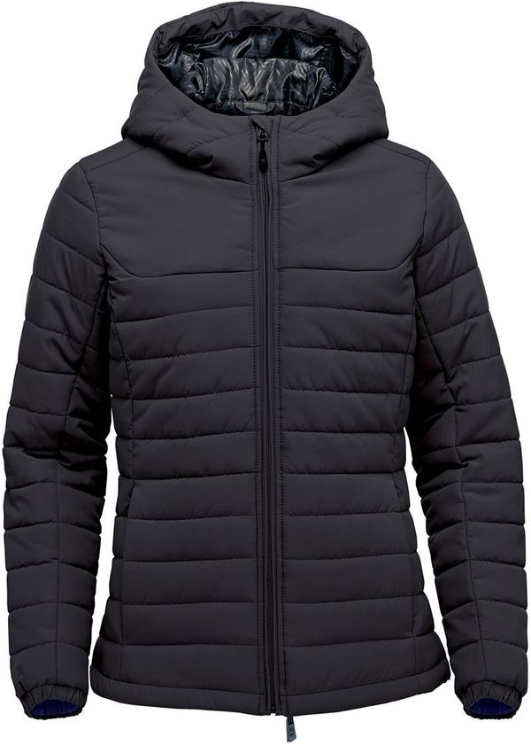 Am image of a Custom Stormtech Womens Nautilus Quilted Hoody in Black!