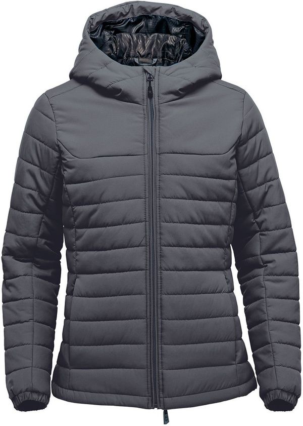 Am image of a Custom Stormtech Womens Nautilus Quilted Hoody in Dolphin!