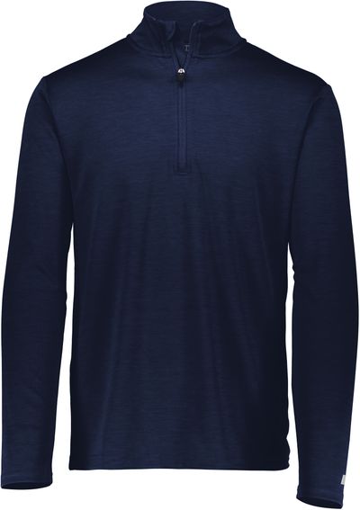 Am image of a Custom Russell Athletic Dri Power Lightweight Quarter Zip Pullover in Navy!