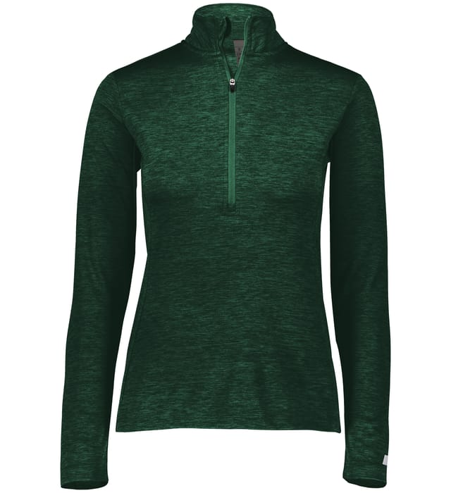 Russell Athletic Ladies Dri Power Lightweight Quarter Zip Pullover in Dark Green