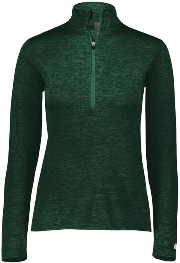 Am image of a Custom Russell Athletic Ladies Dri Power Lightweight Quarter Zip Pullover in Dark Green!