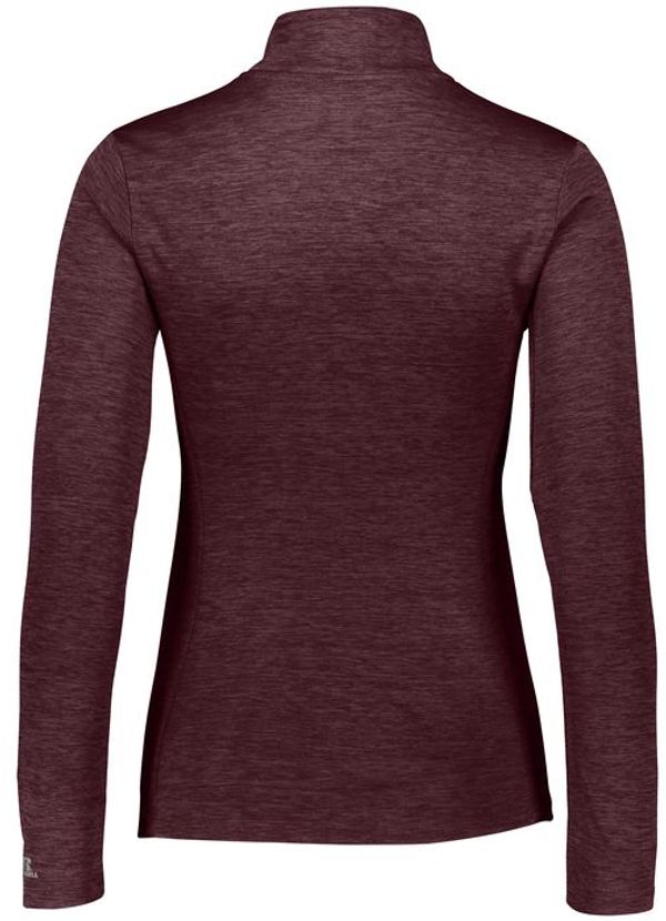Am image of a Custom Russell Athletic Ladies Dri Power Lightweight Quarter Zip Pullover in Maroon!
