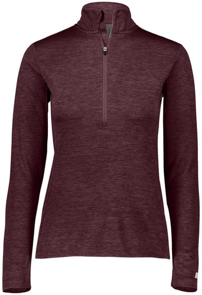 Am image of a Custom Russell Athletic Ladies Dri Power Lightweight Quarter Zip Pullover in Maroon!