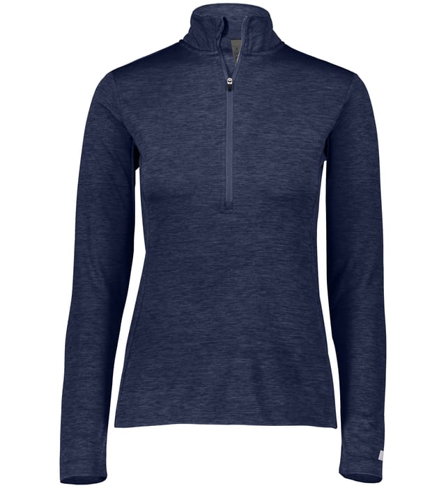 Russell Athletic Ladies Dri Power Lightweight Quarter Zip Pullover in Navy