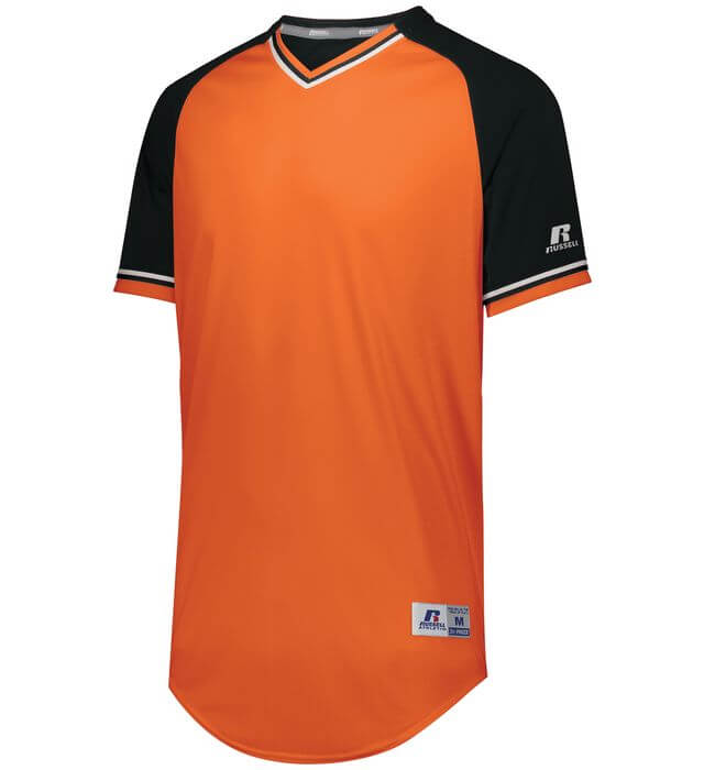 Russell Athletic Classic V Neck Jersey in Burnt Orange/Black/White