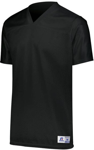 Am image of a Custom Russell Athletic Solid Flag Football Jersey in Black!