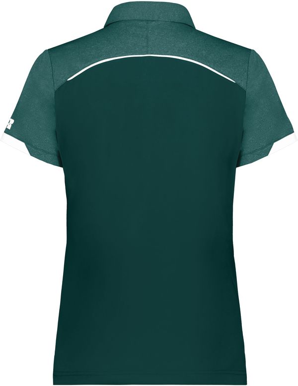 Am image of a Custom Russell Athletic Ladies Legend Polo in Dark Green!