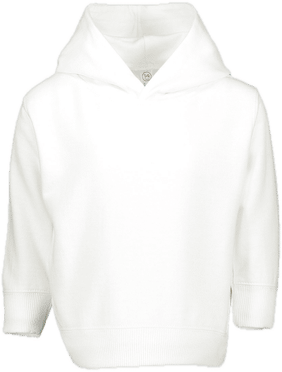 Am image of a Custom Rabbit Skins Toddler Pullover Fleece Hoodie in White!
