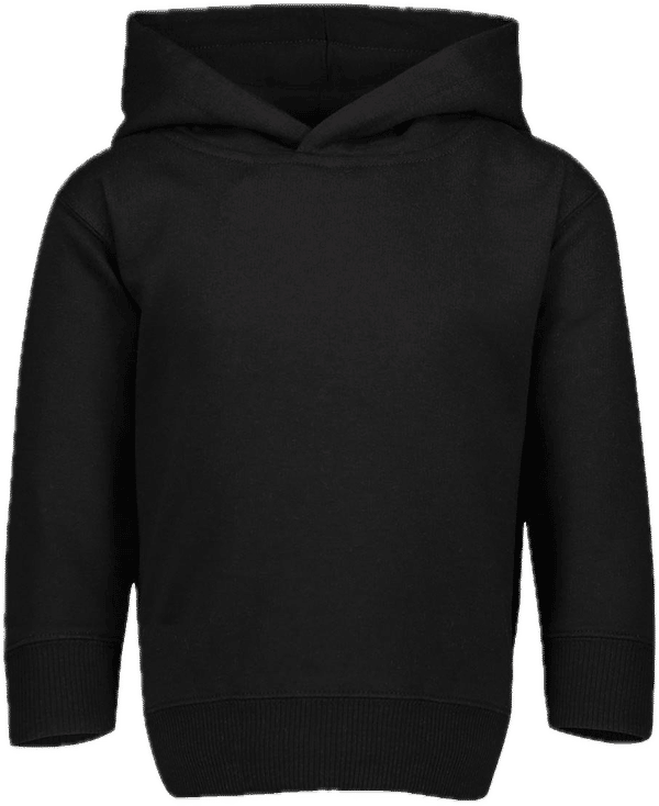 Am image of a Custom Rabbit Skins Toddler Pullover Fleece Hoodie in Black!