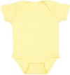 Am image of a Custom Rabbit Skins Infant Baby Rib Bodysuit in Banana!