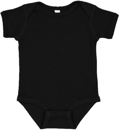 Am image of a Custom Rabbit Skins Infant Baby Rib Bodysuit in Black!