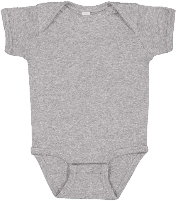 Am image of a Custom Rabbit Skins Infant Baby Rib Bodysuit in Heather!