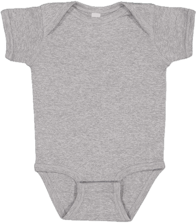 Am image of a Custom Rabbit Skins Infant Baby Rib Bodysuit in Heather!