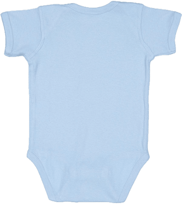 Am image of a Custom Rabbit Skins Infant Baby Rib Bodysuit in Light Blue!