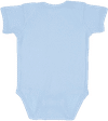 Am image of a Custom Rabbit Skins Infant Baby Rib Bodysuit in Light Blue!