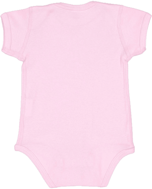 Am image of a Custom Rabbit Skins Infant Baby Rib Bodysuit in Pink!