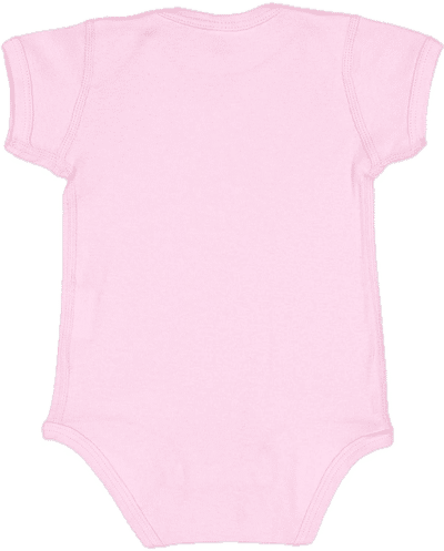 Am image of a Custom Rabbit Skins Infant Baby Rib Bodysuit in Pink!