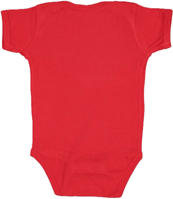Am image of a Custom Rabbit Skins Infant Baby Rib Bodysuit in Red!