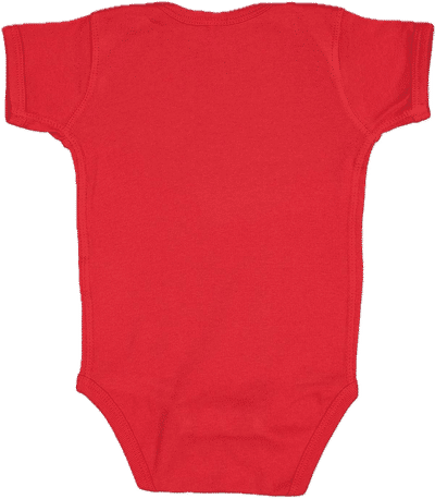 Am image of a Custom Rabbit Skins Infant Baby Rib Bodysuit in Red!