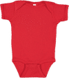 Am image of a Custom Rabbit Skins Infant Baby Rib Bodysuit in Red!