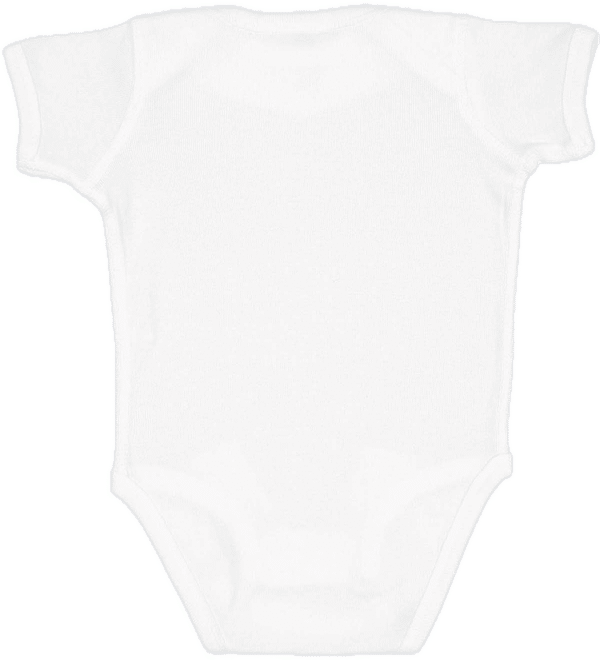 Am image of a Custom Rabbit Skins Infant Baby Rib Bodysuit in White!