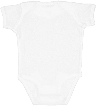 Am image of a Custom Rabbit Skins Infant Baby Rib Bodysuit in White!