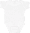 Am image of a Custom Rabbit Skins Infant Baby Rib Bodysuit in White!