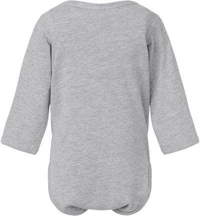 Am image of a Custom Rabbit Skins Infant Fine Jersey Long Sleeve Body Suit in Heather!