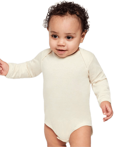 An image of a Custom Rabbit Skins Infant Fine Jersey Long Sleeve Body Suit!