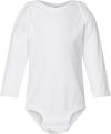 Am image of a Custom Rabbit Skins Infant Fine Jersey Long Sleeve Body Suit in White!