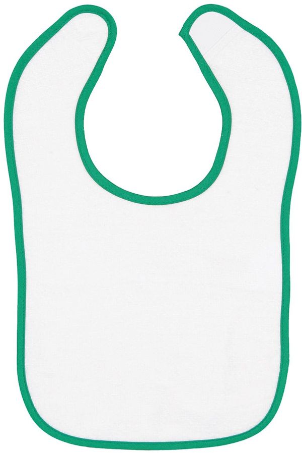 An image of a Custom Rabbit Skins Terry Snap Bib in White/Kelly!