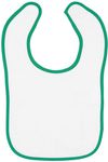 An image of a Custom Rabbit Skins Terry Snap Bib in White/Kelly!