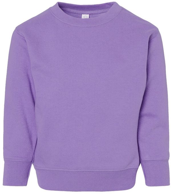 An image of a Custom Rabbit Skins Toddler Fleece Crewneck Sweatshirt in Lavender!