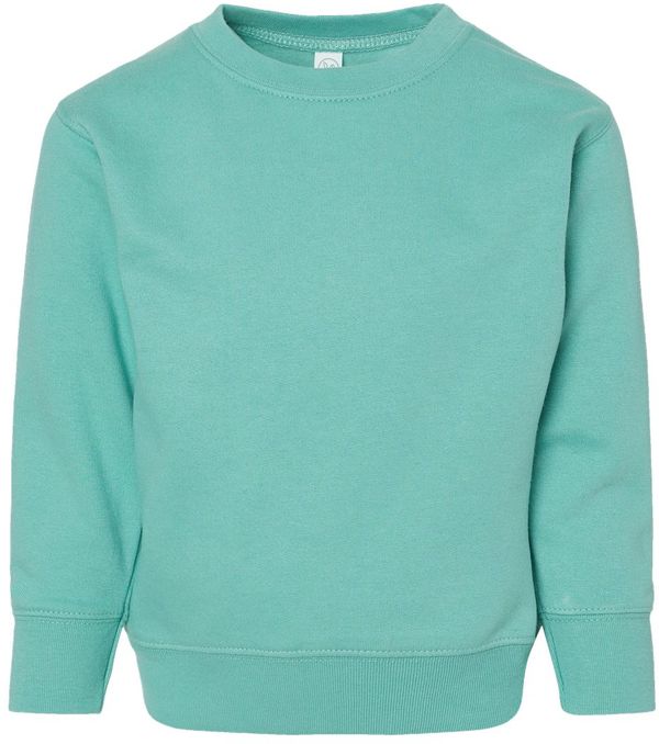 An image of a Custom Rabbit Skins Toddler Fleece Crewneck Sweatshirt in Saltwater!