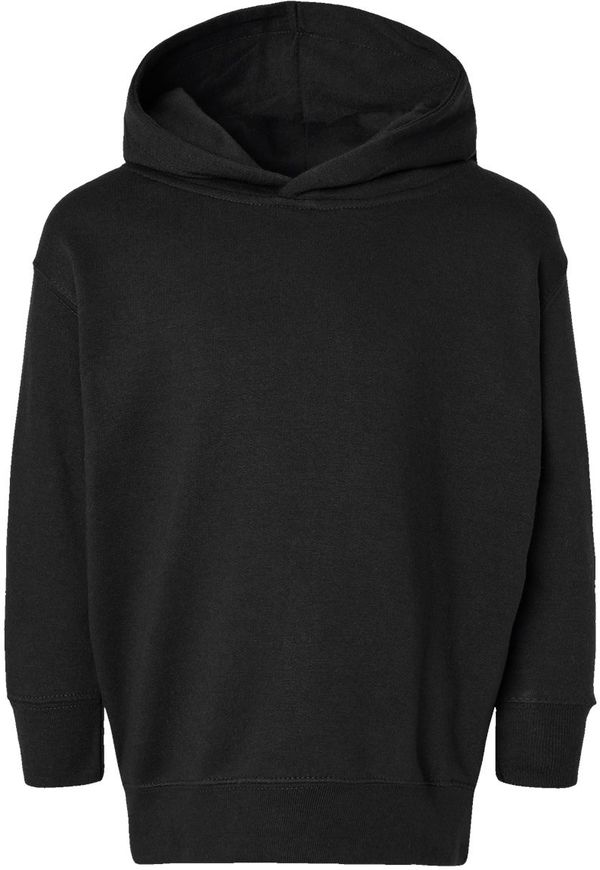 An image of a Custom Rabbit Skins Toddler Pullover Fleece Hoodie in Black!