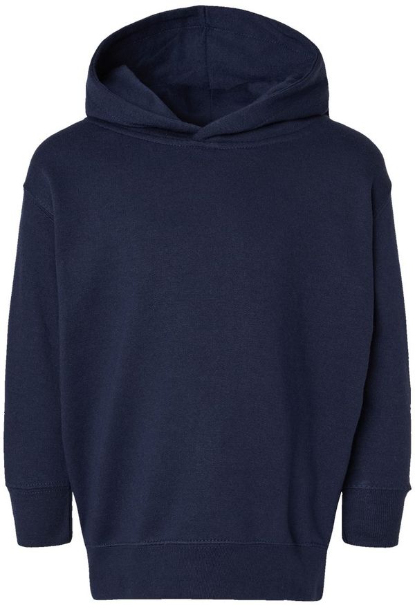 An image of a Custom Rabbit Skins Toddler Pullover Fleece Hoodie in Navy!