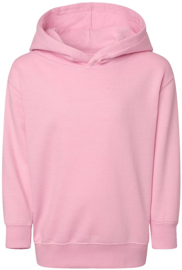 An image of a Custom Rabbit Skins Toddler Pullover Fleece Hoodie in Pink!