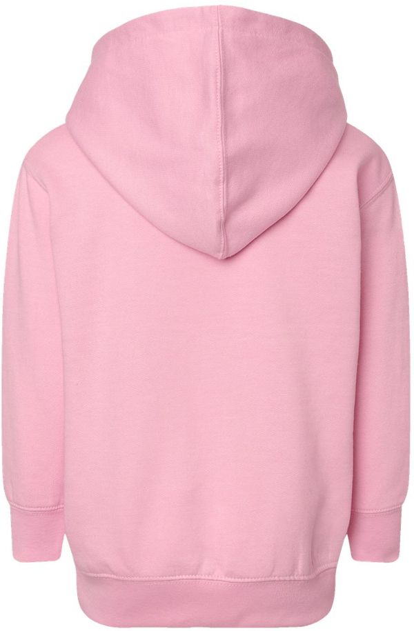 An image of a Custom Rabbit Skins Toddler Pullover Fleece Hoodie in Pink!