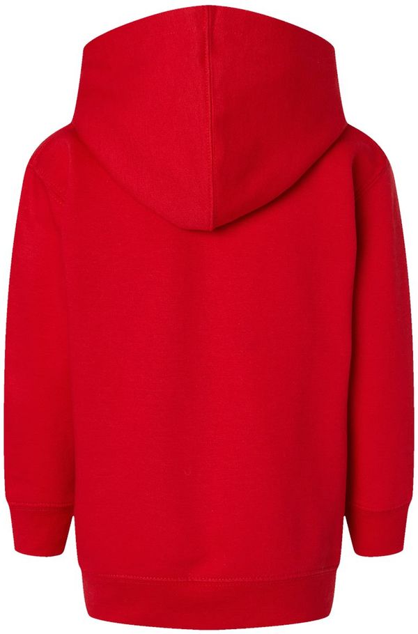 An image of a Custom Rabbit Skins Toddler Pullover Fleece Hoodie in Red!
