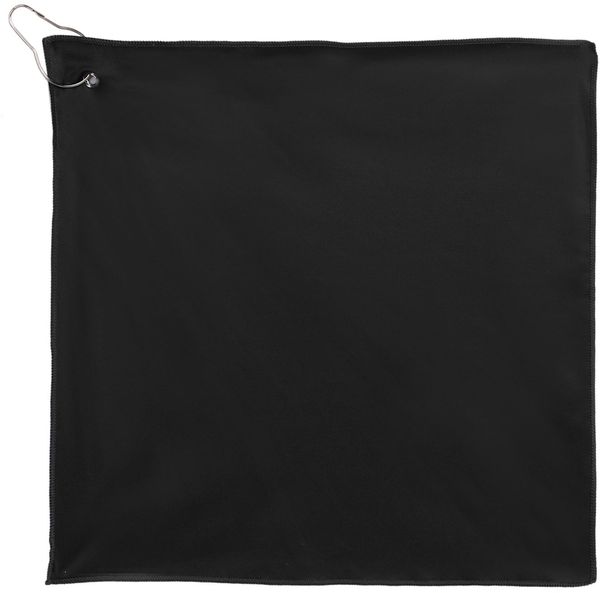 Am image of a Custom Recycled 200g Microfiber Towel 15 in x 15 in in Black!