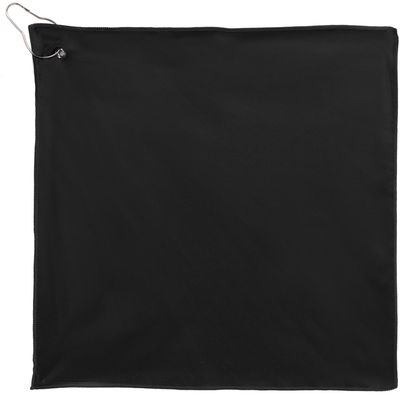 Am image of a Custom Recycled 200g Microfiber Towel 15 in x 15 in in Black!